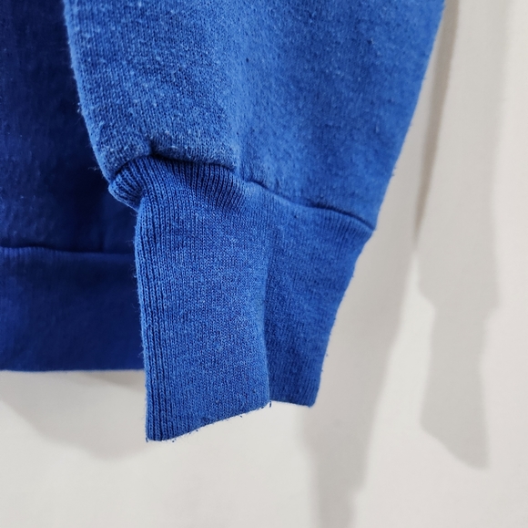 Vtg NIKE FRUIT OF THE LOOM Royal Blue Orange Swoosh Crewneck Sweatshirt Made USA - Picture 4 of 6